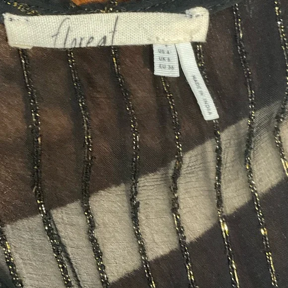 Anthropologie Floreat Annency Semi Sheer Metallic Striped Midi Dress - Picture 8 of 9